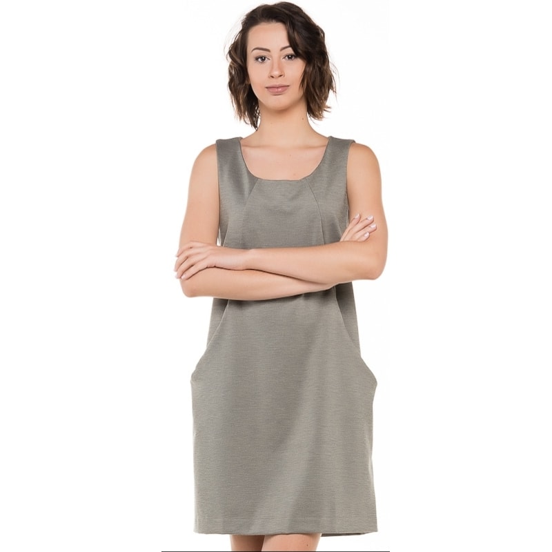 VESTIDO JARDINEIRA CAPITOLLIUM BOLSOS EXTERNOS - CINZA