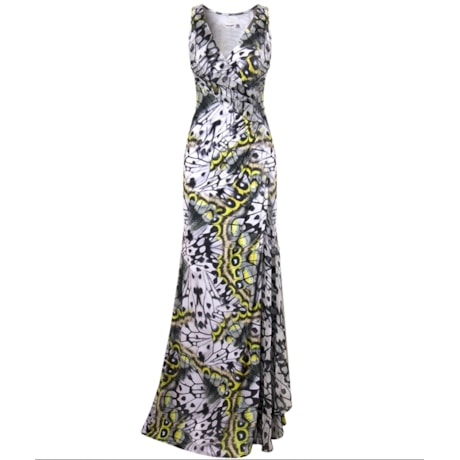 VESTIDO JERSEY COM SHIFFON CACHE COUER BORBOLETAS - CINZA VESTIDO JERSEY COM SHIFFON CACHE COUER BORBOLETAS - CINZA