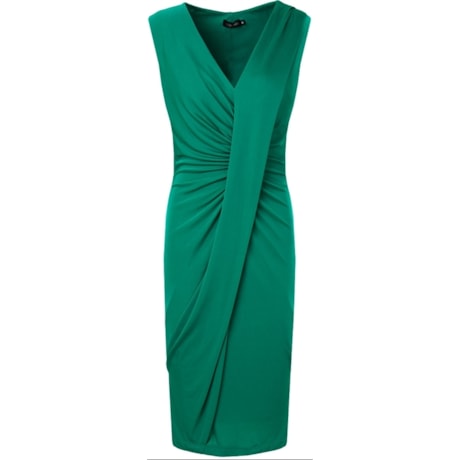 VESTIDO JERSEY PREGAS FRONTAIS - VERDE