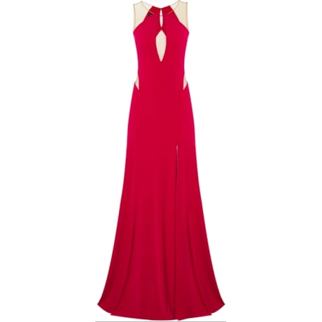 VESTIDO JERSEY RECORTES TULE DECOTE EM GOTA - PINK VESTIDO JERSEY RECORTES TULE DECOTE EM GOTA - PINK