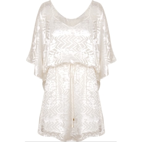 VESTIDO LGTE CETIM DEVORÊ - OFF WHITE