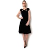 VESTIDO LGTE CREPE SAIA GODÊ RECORTES - PRETO