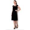 VESTIDO LGTE CREPE SAIA GODÊ RECORTES - PRETO