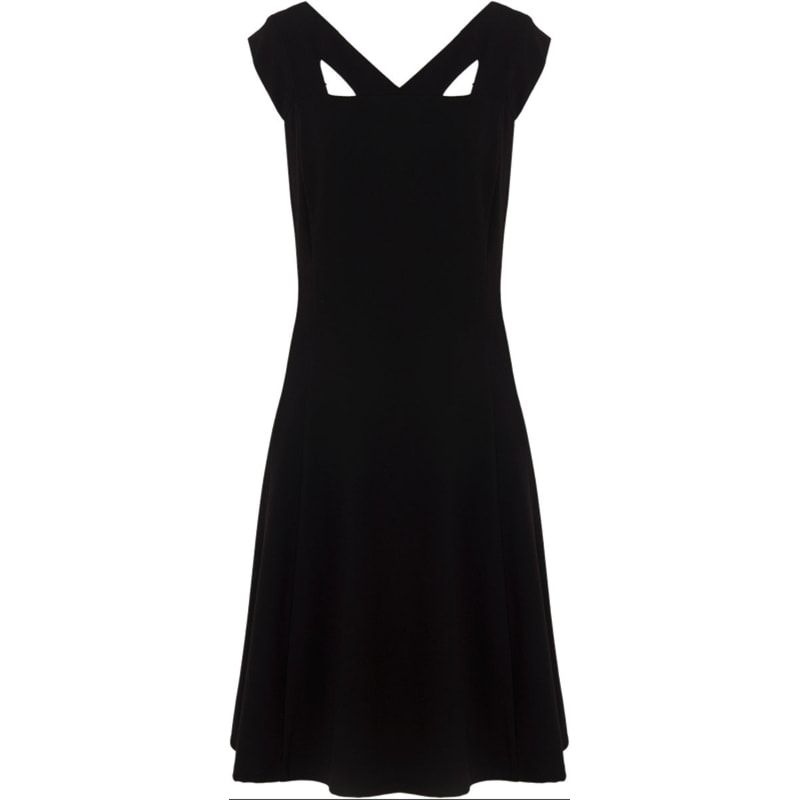 VESTIDO LGTE CREPE SAIA GODÊ RECORTES - PRETO