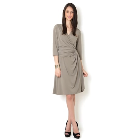VESTIDO LGTE DRAPEADO MANGAS 3/4 - MARINHO VESTIDO LGTE DRAPEADO MANGAS 3/4 - MARINHO