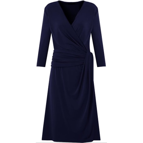 VESTIDO LGTE DRAPEADO MANGAS 3/4 - MARINHO VESTIDO LGTE DRAPEADO MANGAS 3/4 - MARINHO