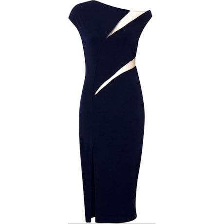 VESTIDO LGTE JERSEY C/ RECORTES TULE - MARINHO VESTIDO LGTE JERSEY C/ RECORTES TULE - MARINHO