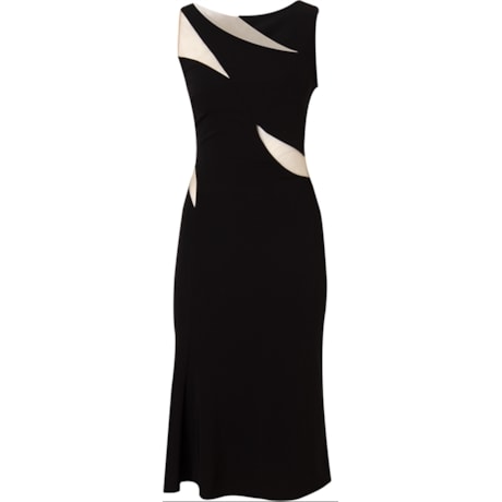 VESTIDO LGTE JERSEY COM RECORTES TULE TESSON - PRETO VESTIDO LGTE JERSEY COM RECORTES TULE TESSON - PRETO