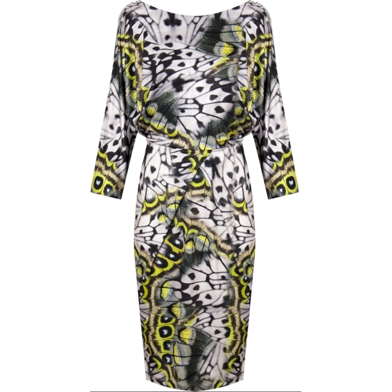 VESTIDO LGTE JERSEY COM SHIFFON COM SHIFFON BORBOLETA MANGAS 3/4 - CINZA