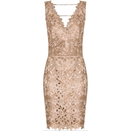 VESTIDO LGTE RENDA GUIPURE - NUDE VESTIDO LGTE RENDA GUIPURE - NUDE