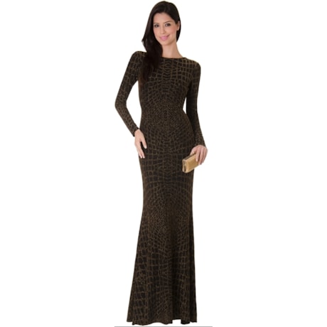 VESTIDO LIÉGE - PRETO C/ DOURADO