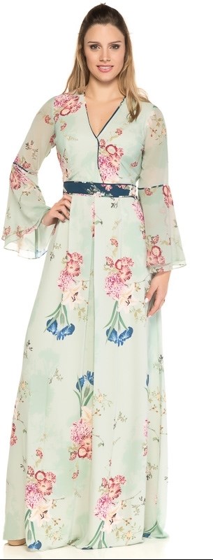vestido longo com kimono