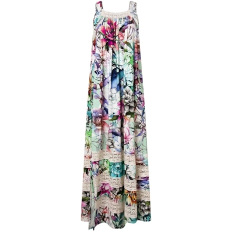 VESTIDO LONGO C/ RENDA - FLORAL