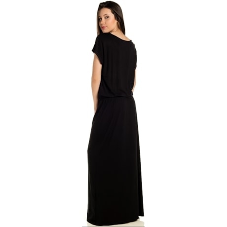 VESTIDO LONGO CAPITOLLIUM EXCLUSIVE  BLUSADO FLORAL - PRETO