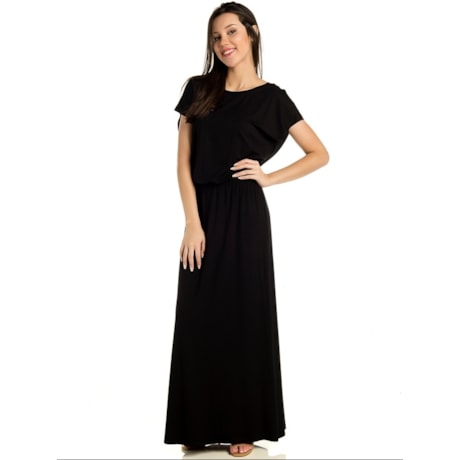 VESTIDO LONGO CAPITOLLIUM EXCLUSIVE  BLUSADO FLORAL - PRETO