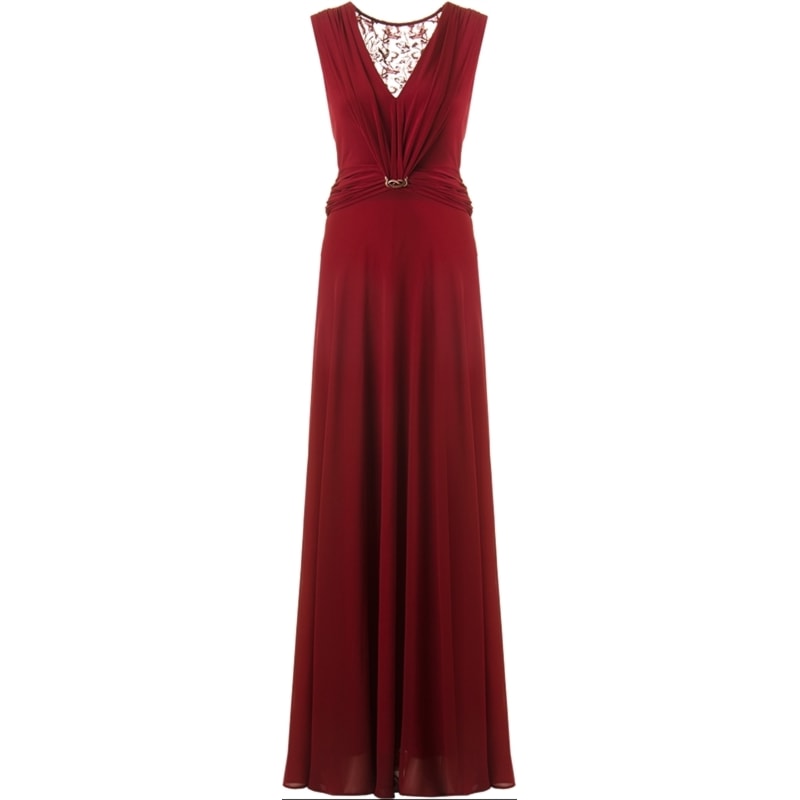 VESTIDO LONGO COM DRAPEADO BLAZE - VINHO