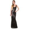 VESTIDO LONGO DE FESTA BORDADO EM PAETES LADRILHO - PRETO