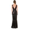 VESTIDO LONGO DE FESTA BORDADO EM PAETES LADRILHO - PRETO