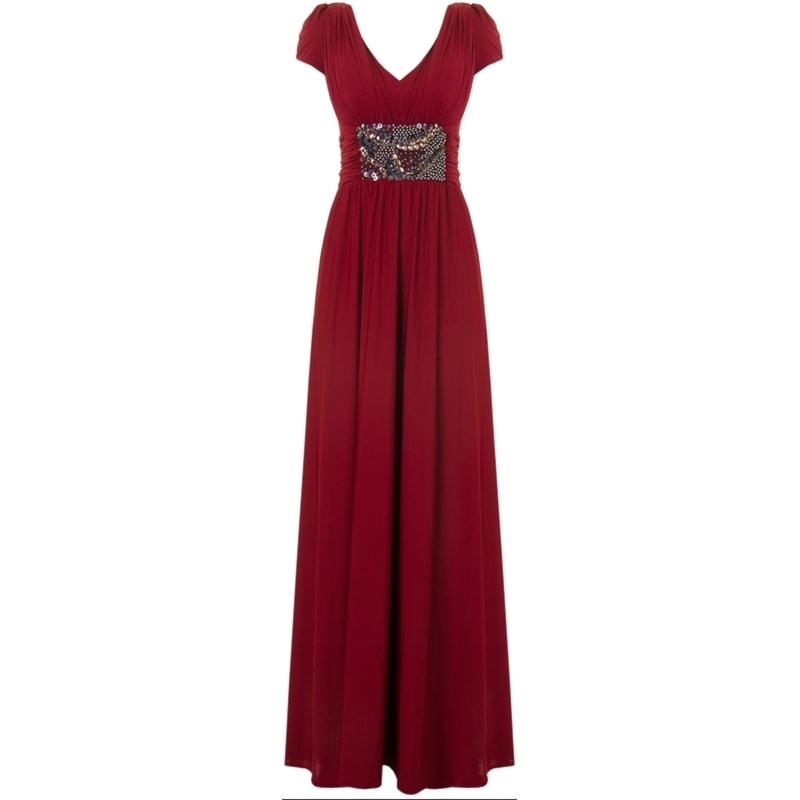 VESTIDO LONGO DECOTE V BORDADO ANGELICA - VERMELHO