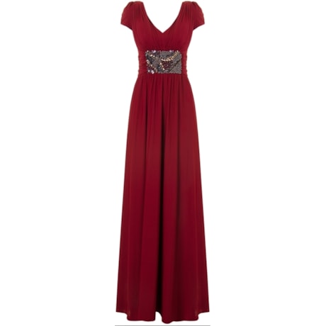 VESTIDO LONGO DECOTE V BORDADO ANGELICA - VERMELHO VESTIDO LONGO DECOTE V BORDADO ANGELICA - VERMELHO