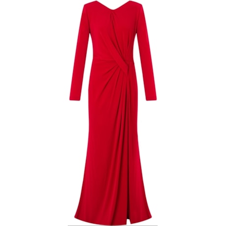 VESTIDO LONGO EM JERSEY COM CINTO - VERMELHO VESTIDO LONGO EM JERSEY COM CINTO - VERMELHO
