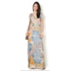 VESTIDO LONGO ESTAMPADO ZÍPER NAS COSTAS - MOSTARDA