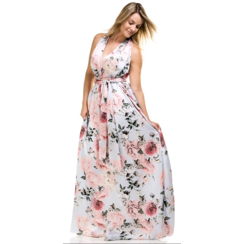 VESTIDO LONGO FLORAL CONFESSION - AZUL