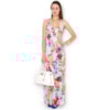 VESTIDO LONGO FLORAL HIBISCO RECORTES BUSTO - AZUL CLARO