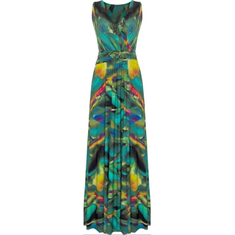 VESTIDO LONGO FLUITY BUSTO TRANSPASSADO - VERDE VESTIDO LONGO FLUITY BUSTO TRANSPASSADO - VERDE