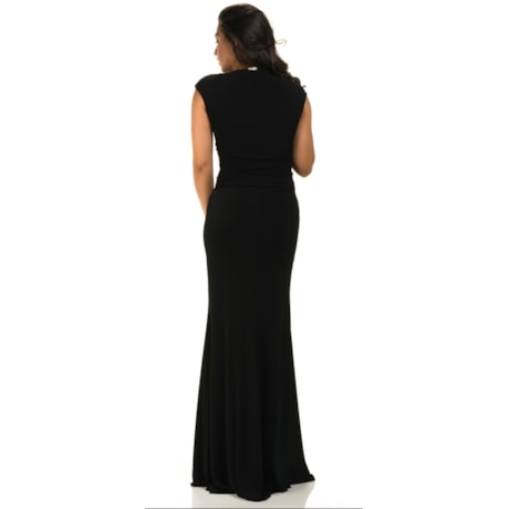 VESTIDO LONGO JERSEY ALPHORRIA - PRETO VESTIDO LONGO JERSEY ALPHORRIA - PRETO