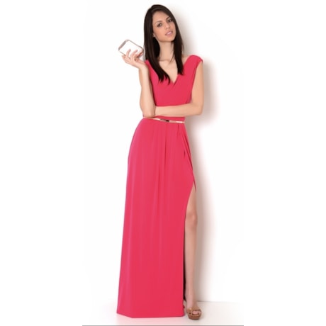 VESTIDO LONGO NEW JERSEY TRANSPASSADO - PINK