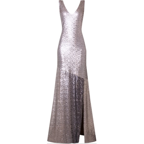 VESTIDO LONGO PAETÊS COM DECOTE NAS COSTAS SILVER STAR - GRAFITE