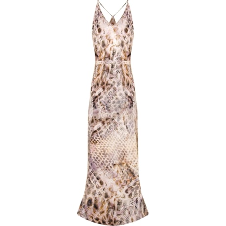 VESTIDO LONGO PYTHON - NUDE