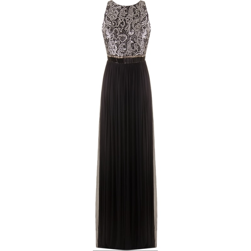 VESTIDO LONGO RENDA E TULE EVANORA - P&B