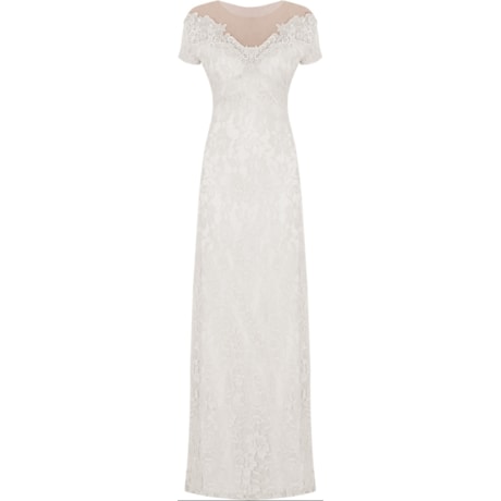 VESTIDO LONGO RENDA M/C - BRANCO