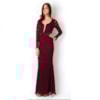VESTIDO LONGO RENDA M/L COM RECORTES - BORDÔ