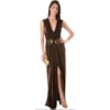VESTIDO LONGO VELUDO MOLHADO DIETRICH - MARROM