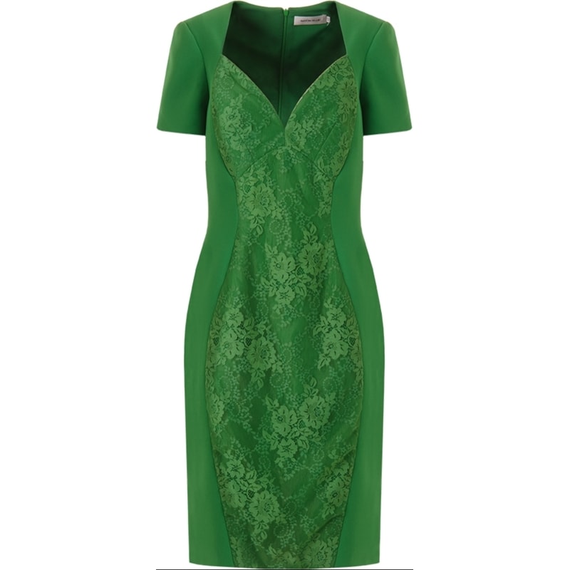 VESTIDO LONGUETE CREPE COM RENDA DOLCE - VERDE