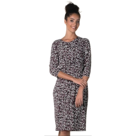 VESTIDO LUCIDEZ JERSEY DECOTE CANOA MANGA 3/4 - VINHO VESTIDO LUCIDEZ JERSEY DECOTE CANOA MANGA 3/4 - VINHO