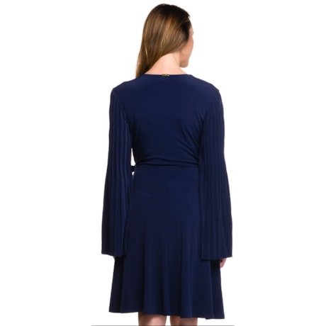 VESTIDO MALHA ALPHORRIA MANGA FLARE PLISSADA - MARINHO VESTIDO MALHA ALPHORRIA MANGA FLARE PLISSADA - MARINHO