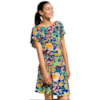VESTIDO MALHA CURTO CANTÃO  ESTAMPA AMARENA - AZUL