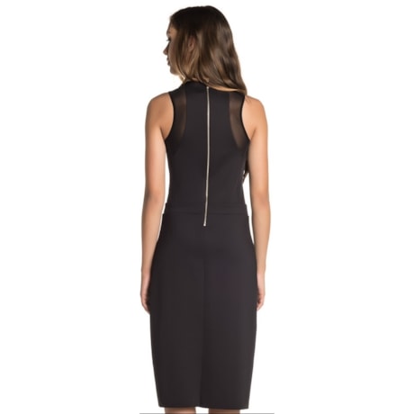 VESTIDO MID  BORDA BARROCA SLIM - PRETO