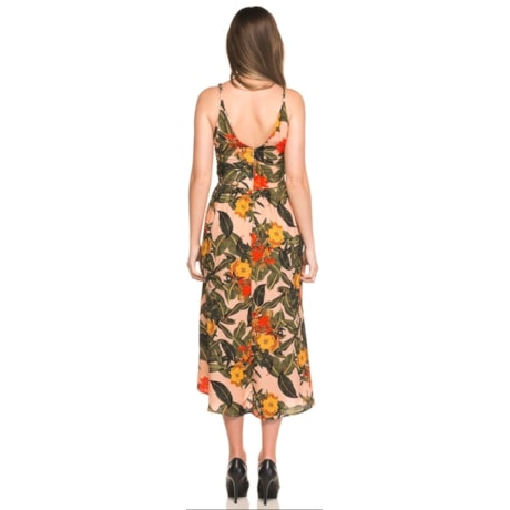 VESTIDO MIDI CANTÃO ESTAMPA CARIBE - ROSÊ VESTIDO MIDI CANTÃO ESTAMPA CARIBE - ROSÊ