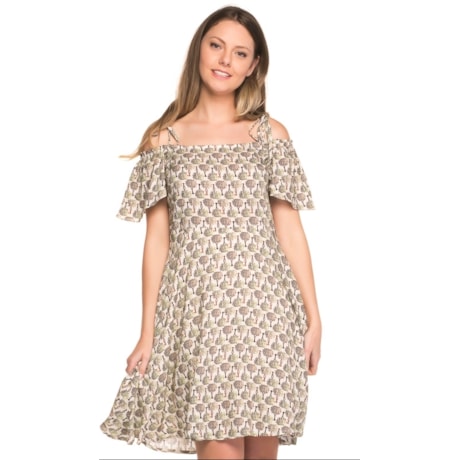 VESTIDO NICE CLUB ESTAMPA  ARVORES - OFF WHITE VESTIDO NICE CLUB ESTAMPA  ARVORES - OFF WHITE