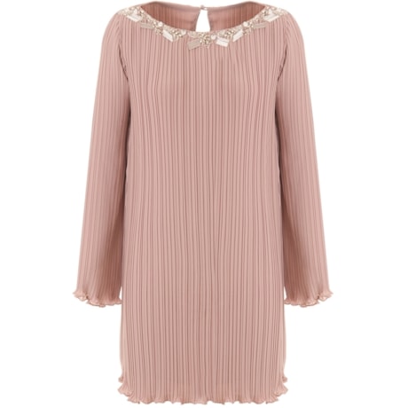 VESTIDO PLISSADO COM BORDADO NO DECOTE - ROSÊ VESTIDO PLISSADO COM BORDADO NO DECOTE - ROSÊ
