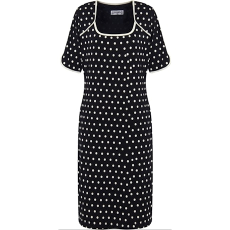 VESTIDO POÁ COM VIÉS NO DECOTE E MANGA - AZUL