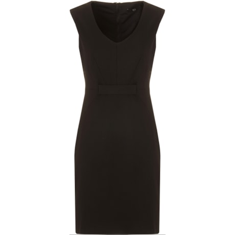 VESTIDO PONTO ROMA SEM MANGA DECOTE V RECOTES AELITA - PRETO VESTIDO PONTO ROMA SEM MANGA DECOTE V RECOTES AELITA - PRETO