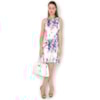 VESTIDO RECORTES EVASÊ FLORAL CICLAME - FLORAL
