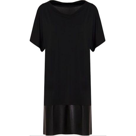 VESTIDO RETO CREPE MALHA AURORA - PRETO