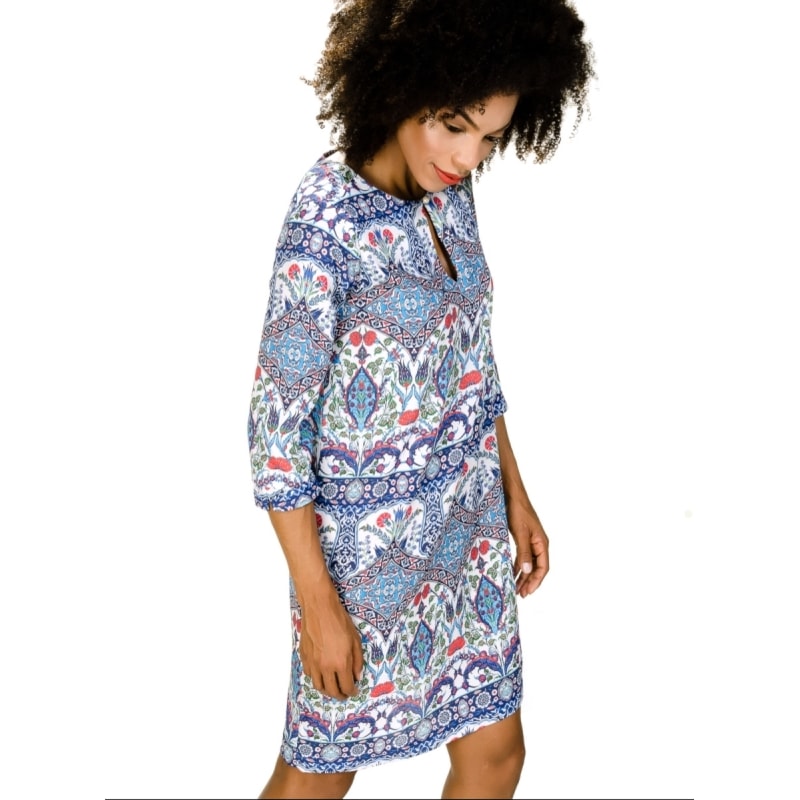 VESTIDO RETO ESTAMPADO CAPITTOLIUM EXCLUSIVE - AZUL VESTIDO RETO ESTAMPADO CAPITTOLIUM EXCLUSIVE - AZUL